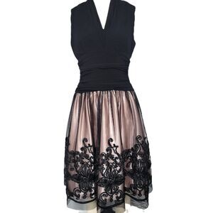 SL Fashions Soutache Lace Overlay Dress Dusty Pink Soft Girl